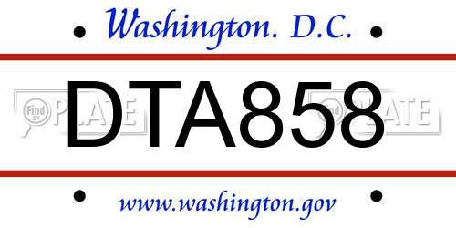 DTA858 District Of Columbia License Plate