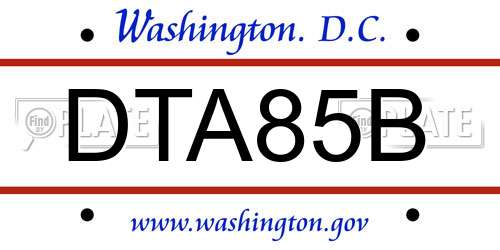 DTA85B District Of Columbia License Plate