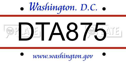 DTA875 District Of Columbia License Plate