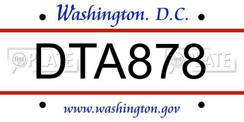 DTA878 District Of Columbia License Plate