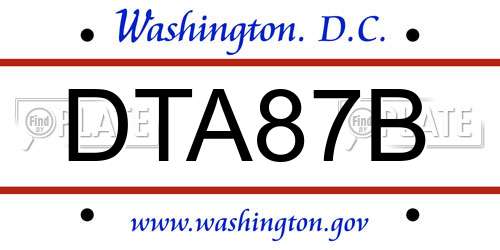 DTA87B District Of Columbia License Plate