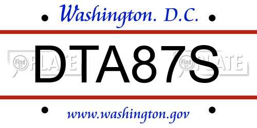 DTA87S District Of Columbia License Plate