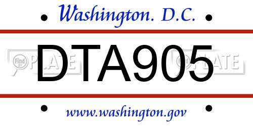 DTA905 District Of Columbia License Plate