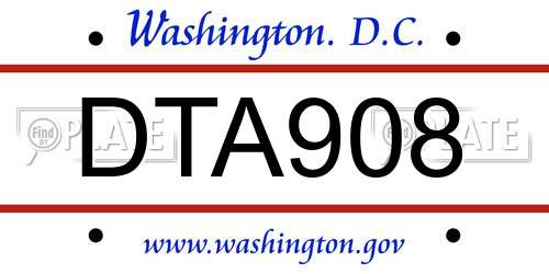 DTA908 District Of Columbia License Plate