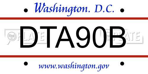 DTA90B District Of Columbia License Plate