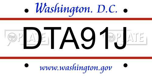 DTA91J District Of Columbia License Plate