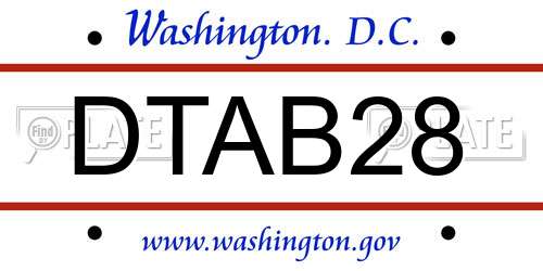 DTAB28 District Of Columbia License Plate