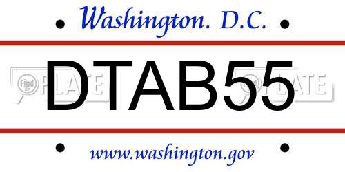 DTAB55 District Of Columbia License Plate