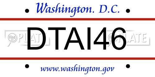 DTAI46 District Of Columbia License Plate