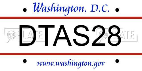 DTAS28 District Of Columbia License Plate