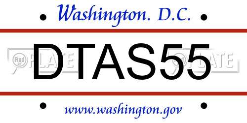 DTAS55 District Of Columbia License Plate