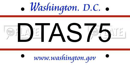 DTAS75 District Of Columbia License Plate