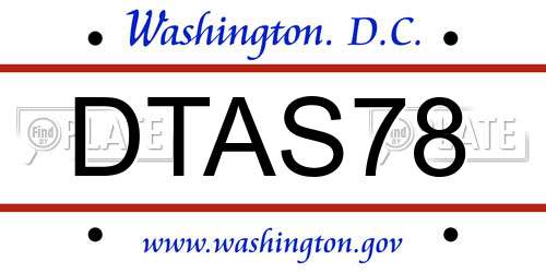 DTAS78 District Of Columbia License Plate