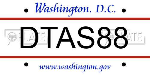 DTAS88 District Of Columbia License Plate