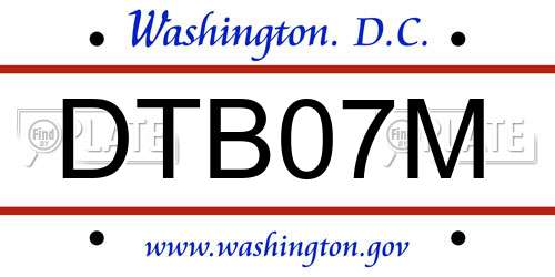 DTB07M District Of Columbia License Plate