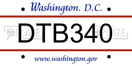 DTB340 District Of Columbia License Plate