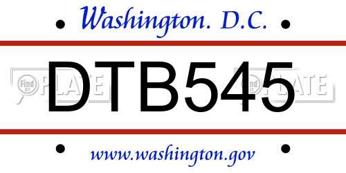 DTB545 District Of Columbia License Plate