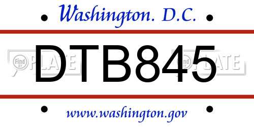 DTB845 District Of Columbia License Plate