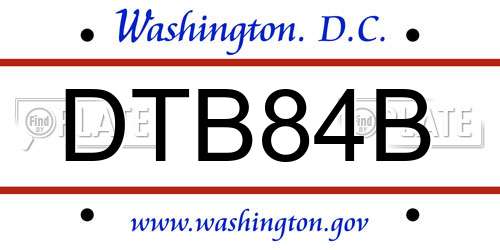 DTB84B District Of Columbia License Plate
