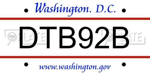 DTB92B District Of Columbia License Plate