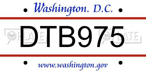 DTB975 District Of Columbia License Plate