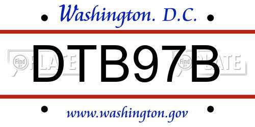DTB97B District Of Columbia License Plate