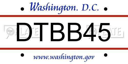 DTBB45 District Of Columbia License Plate