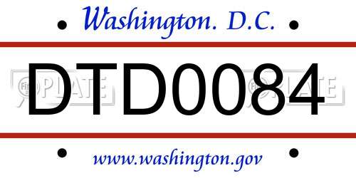 DTD0084 District Of Columbia License Plate