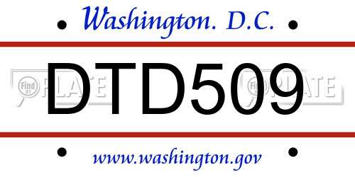 DTD509 District Of Columbia License Plate