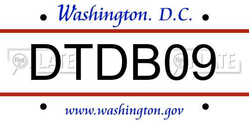DTDB09 District Of Columbia License Plate