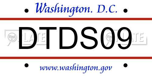 DTDS09 District Of Columbia License Plate