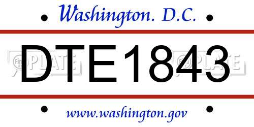 DTE1843 District Of Columbia License Plate