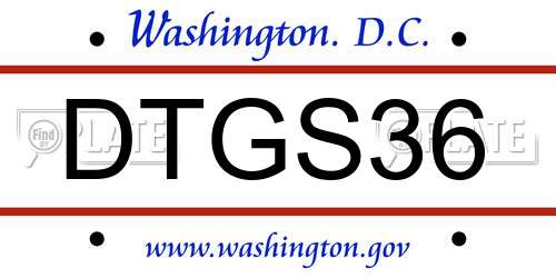 DTGS36 District Of Columbia License Plate