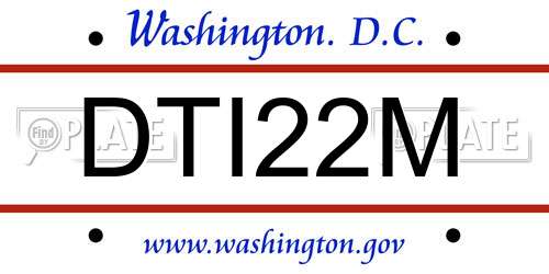 DTI22M District Of Columbia License Plate