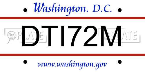 DTI72M District Of Columbia License Plate