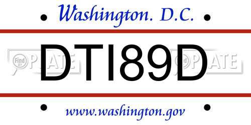 DTI89D District Of Columbia License Plate
