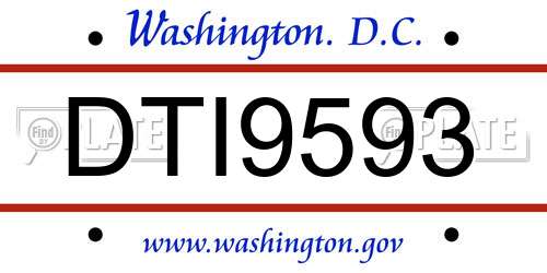 DTI9593 District Of Columbia License Plate
