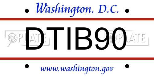 DTIB90 District Of Columbia License Plate