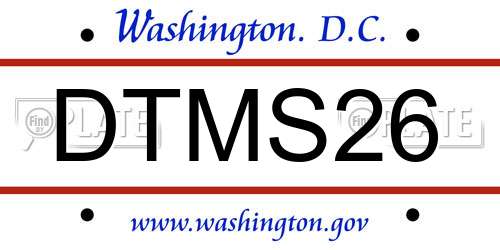 DTMS26 District Of Columbia License Plate