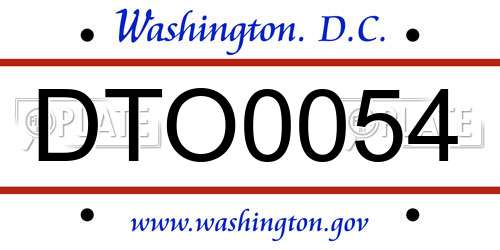DTO0054 District Of Columbia License Plate