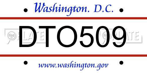 DTO509 District Of Columbia License Plate