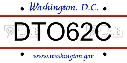 DTO62C District Of Columbia License Plate