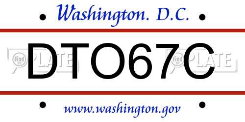 DTO67C District Of Columbia License Plate