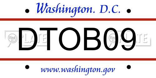DTOB09 District Of Columbia License Plate