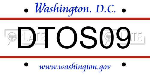 DTOS09 District Of Columbia License Plate
