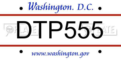 DTP555 District Of Columbia License Plate