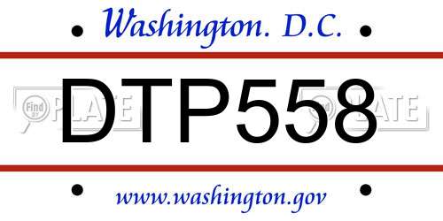 DTP558 District Of Columbia License Plate