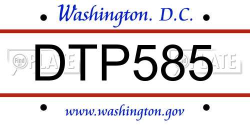 DTP585 District Of Columbia License Plate