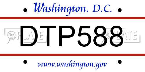 DTP588 District Of Columbia License Plate
