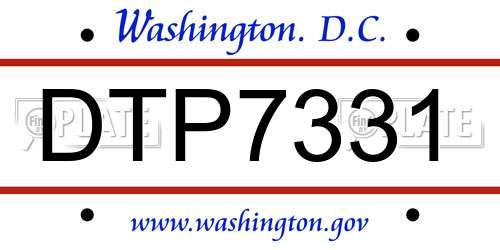 DTP7331 District Of Columbia License Plate